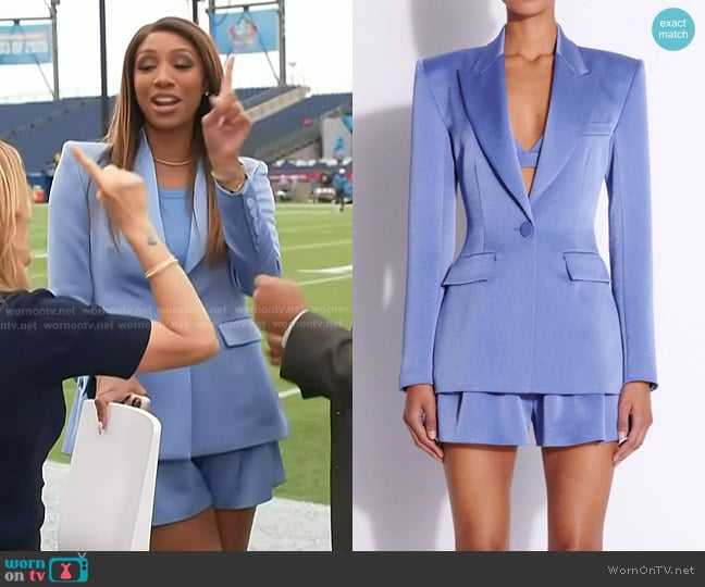 Alex Perry Satin Crepe Blazer and Shorts worn by Maria Taylor on Access Hollywood