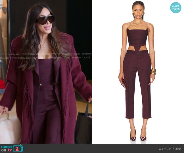 Alex Perry Single Breasted Fitted Blazer in Wine worn by Angie Katsanevas on The Real Housewives of Salt Lake City