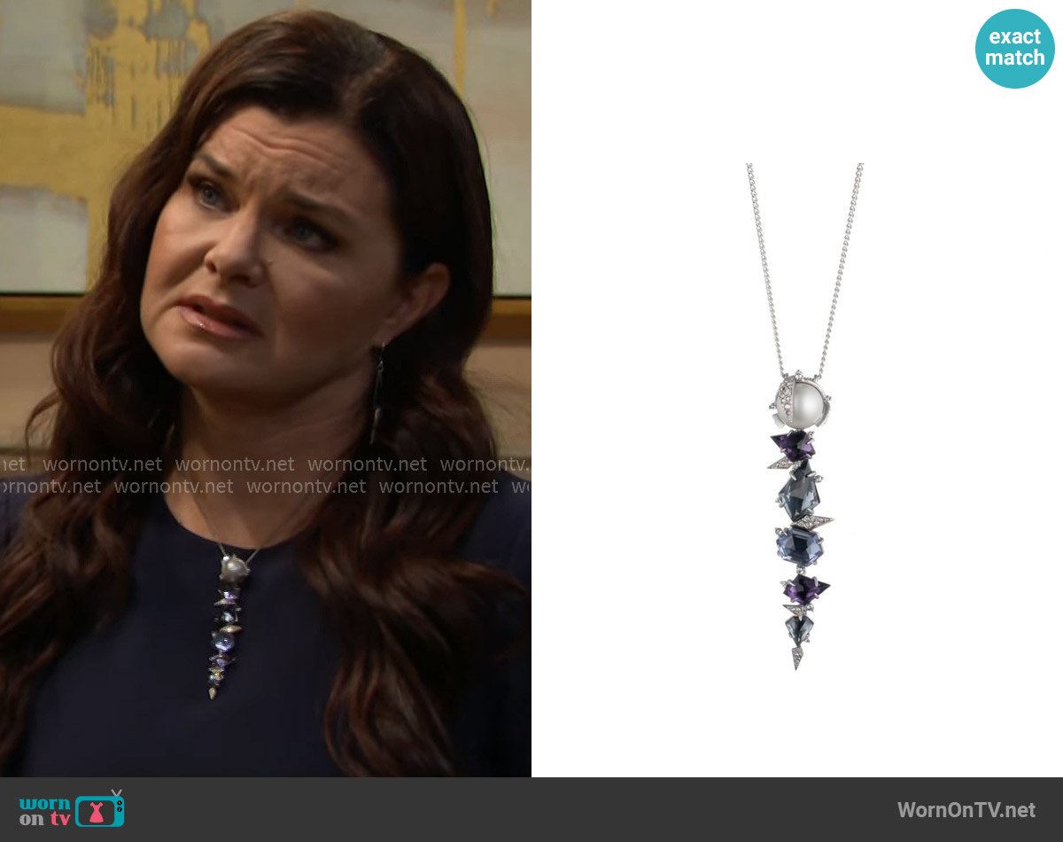 Alexis Bittar Mosaic Lace Pendant Necklace worn by Katie Logan (Heather Tom) on The Bold and the Beautiful