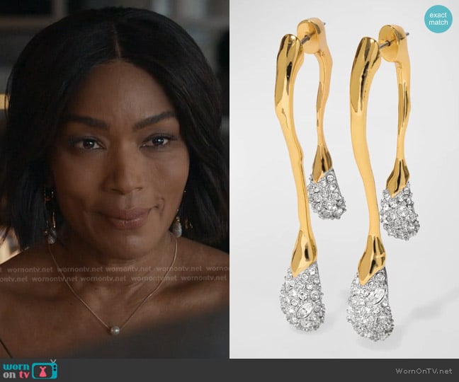Alexis Bittar Solanales Front-Back Double Drop Crystal Earrings worn by Athena Grant (Angela Bassett) on 9-1-1
