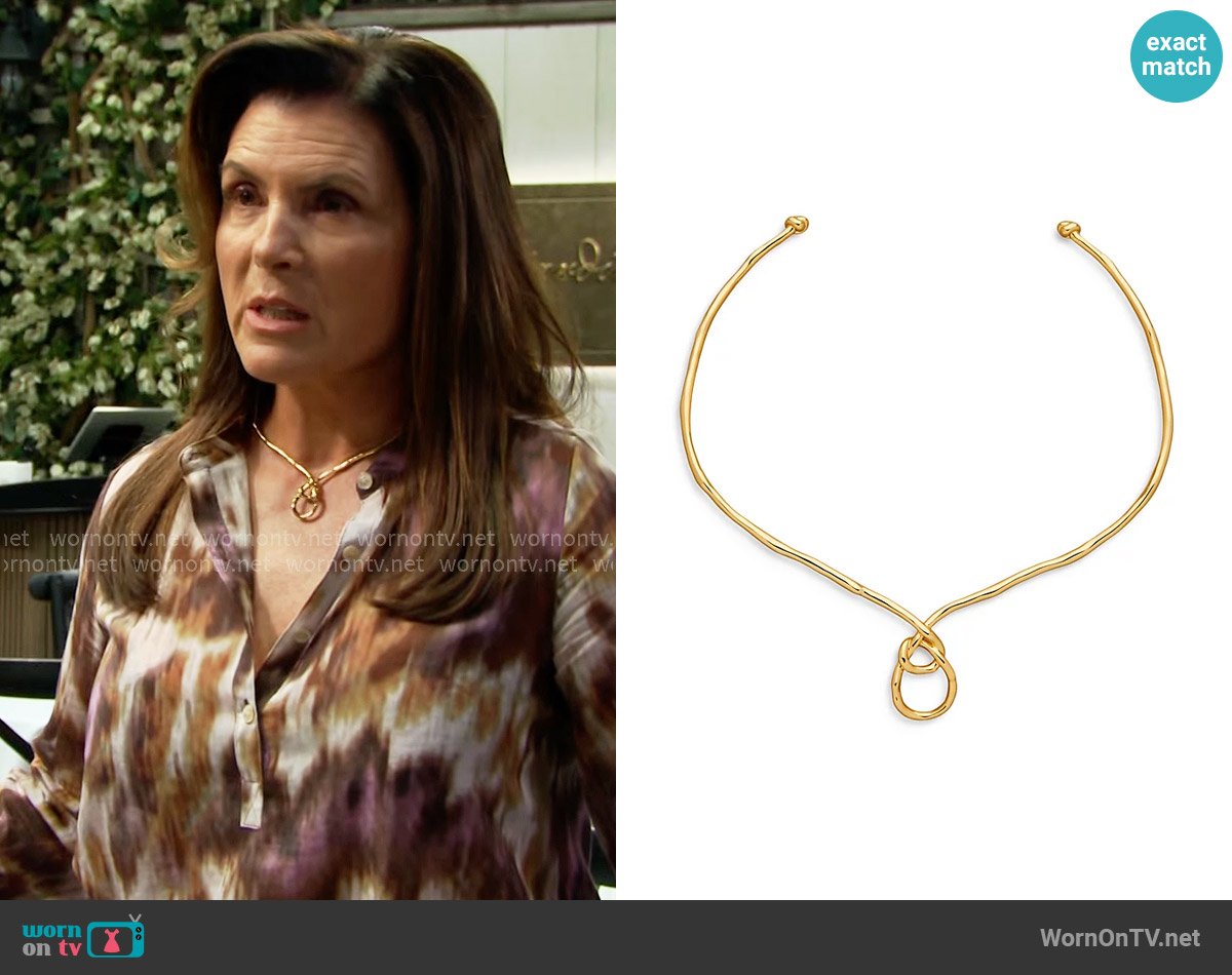 Alexis Bittar Twisted Open Collar Necklace worn by Sheila Carter (Kimberlin Brown) on The Bold and the Beautiful