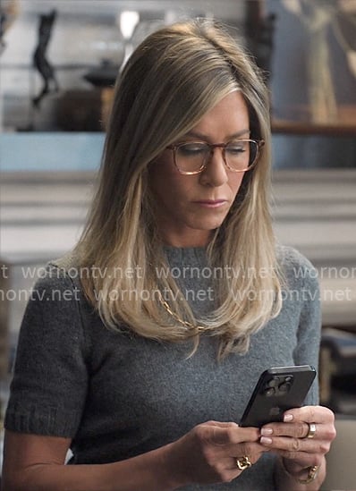 Alex’s grey short-sleeve sweater on The Morning Show