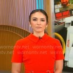 Ali Bauman’s red short sleeve shirtdress on CBS Mornings