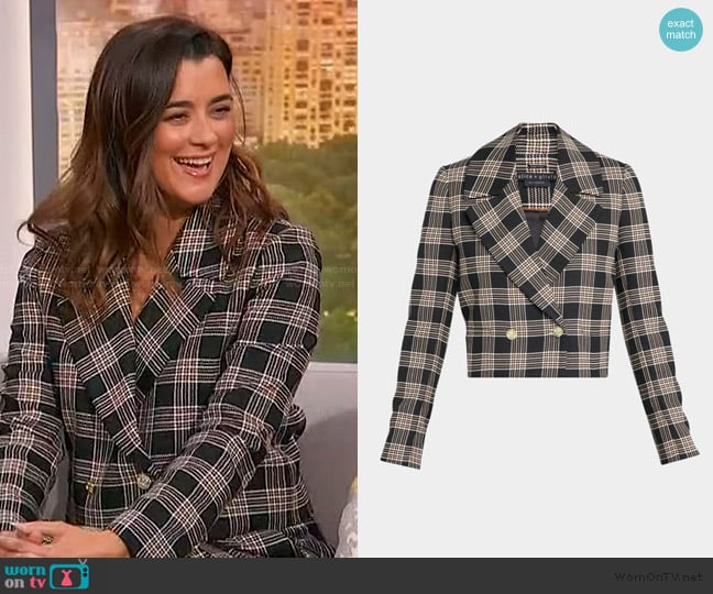 Cote de Pablo’s gray plaid blazer on Sherri