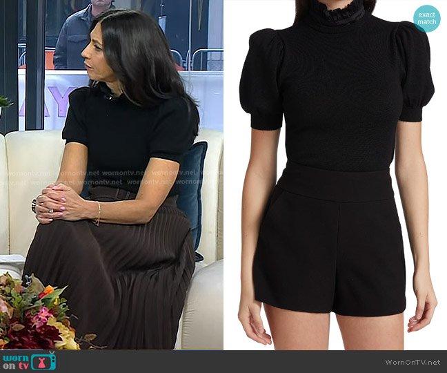 Alice + Olivia Chase Puff-Sleeve Ruffle-Neck Sweater worn by Dr. Natalie Azar on Today