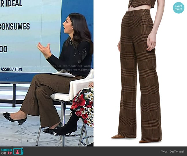 Alice + Olivia Deanna High Rise Bootcut Pants in Camel/Black worn by Dr. Natalie Azar on Today