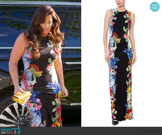 Alice + Olivia Delora Floral Maxi Dress worn by Emily Simpson on The Real Housewives of Orange County