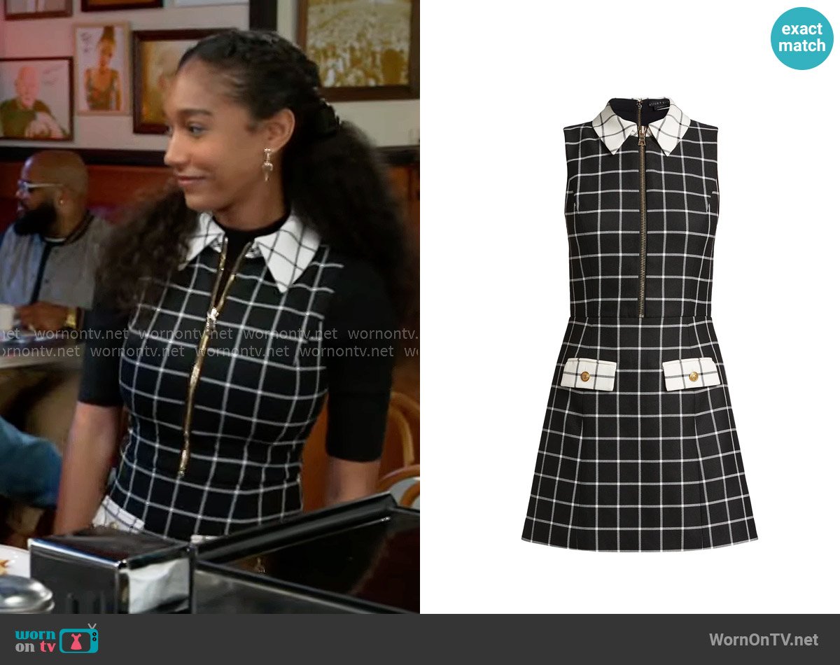 Alice + Olivia Ellis Check Minidress worn by Samantha Richardson (Najah Jackson) on Beyond the Gates