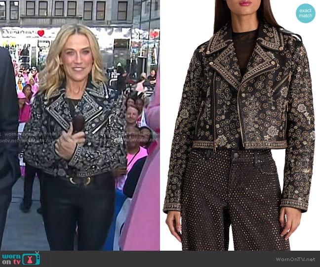 Alice + Olivia Embellished Leather Crop Jacket worn by Sheryl Crow on Today