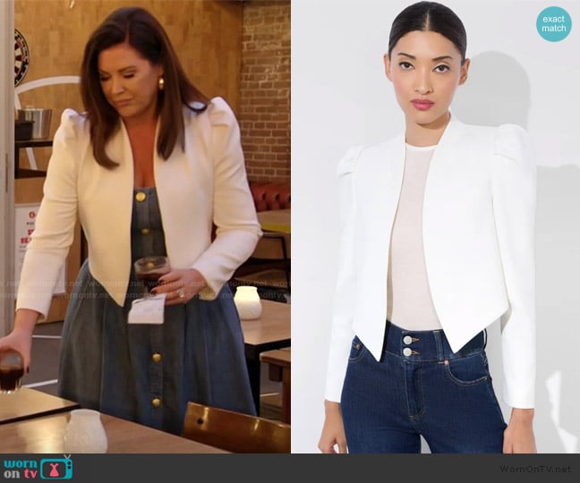 Alice + Olivia Harvey Puff Sleeve Jacket worn by Emily Simpson on The Real Housewives of Orange County
