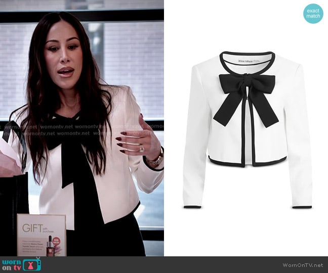 Alice + Olivia Kidman Bow Cropped Top worn by Angie Katsanevas on The Real Housewives of Salt Lake City