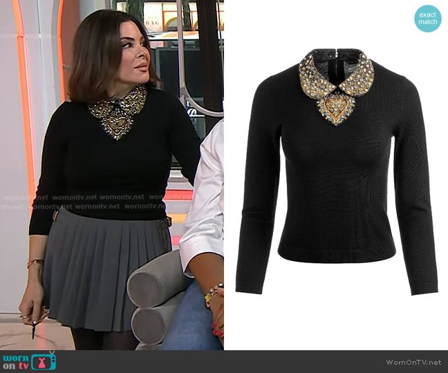 Alice + Olivia Porla Embellished Stretch-Wool Top worn by Erica Taylor on Today