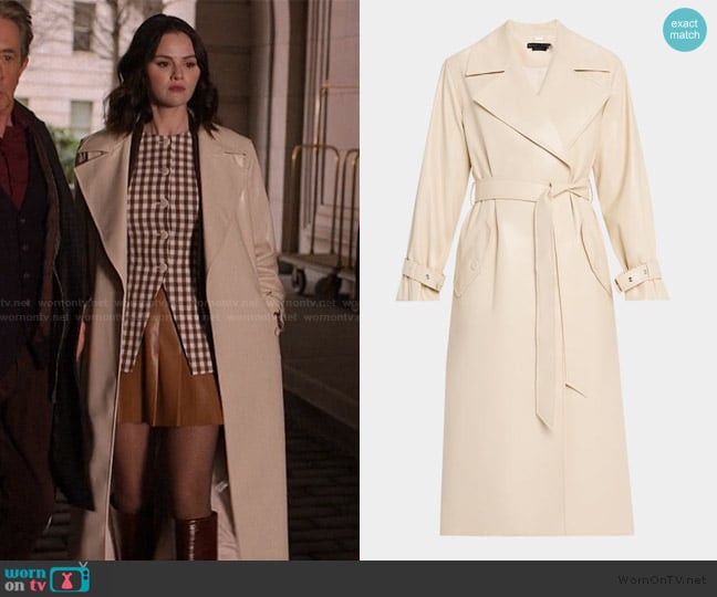 Alice + Olivia Sullivan Vegan Leather Relaxed Maxi Trench Coat worn by Mabel Mora (Selena Gomez) on Only Murders in the Building