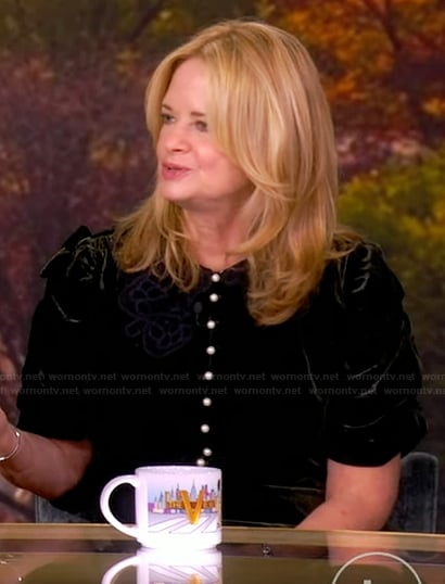 Alison Brown's velvet button front dress on The View