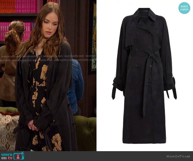 All Saints Kikki Trench Coat  worn by Stephanie Johnson (Abigail Klein) on Days of our Lives