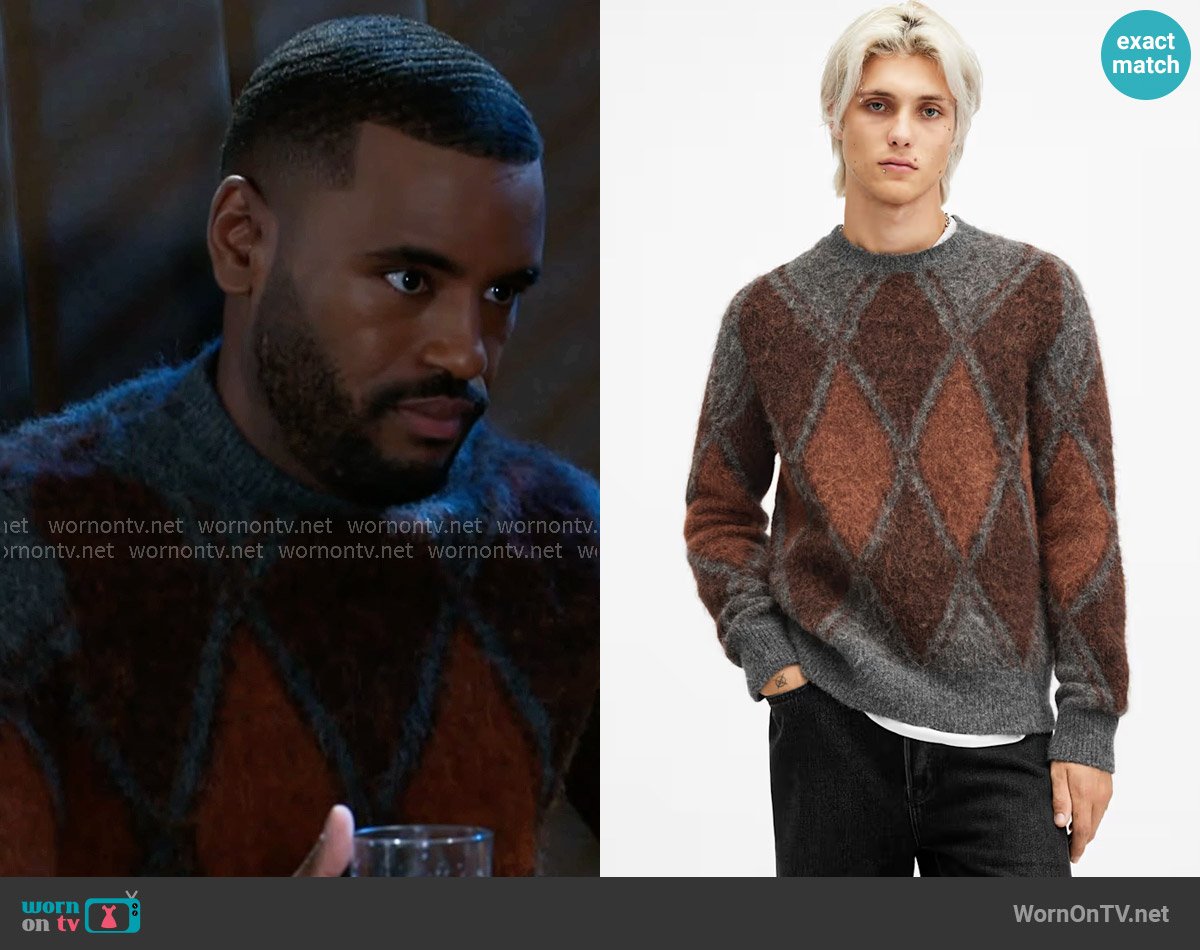 All Saints Mord Sweater worn by Andre Richardson (Sean Freeman) on Beyond the Gates