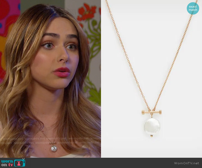 All Saints Nola Pearl Pendant Necklace worn by Holly Jonas (Ashley Puzemis) on Days of our Lives