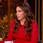 Alyssa’s red contrast trim ruffle dress on The View