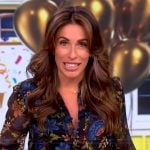 Alyssa’s black floral print dress on The View
