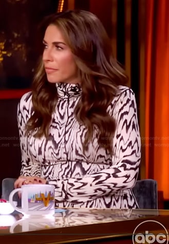 Alyssa’s printed mesh dress on The View