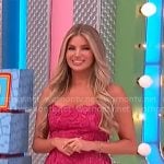 Amber’s pink floral applique mini dress on The Price is Right