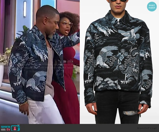 Amiri Crane Tapestry jacket worn by Kirk Franklin on The Jennifer Hudson Show