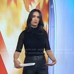 Emilie’s black ruched top and leather pants on Today