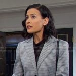Amy’s blue check blazer and pants on Days of our Lives
