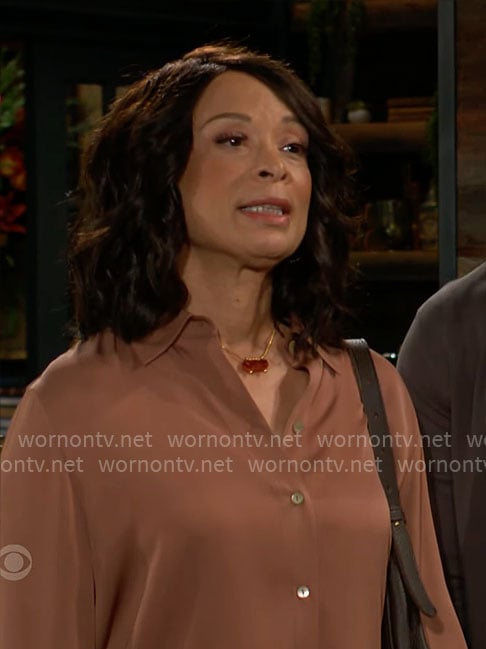 Amy’s button down blouse on The Young and the Restless