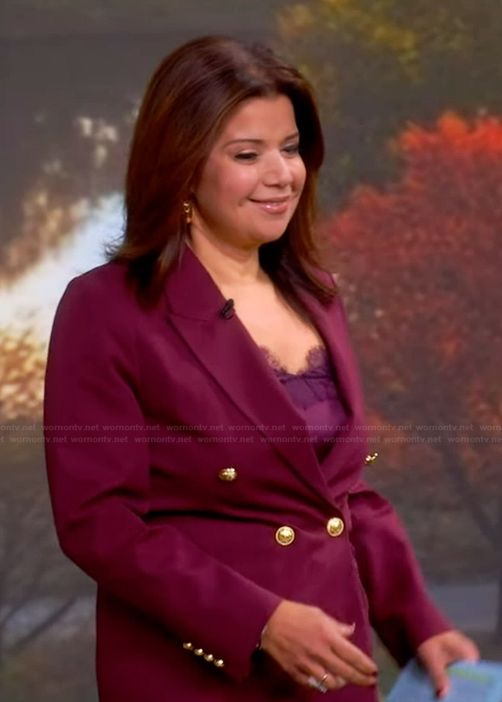 Ana's burgundy double breasted blazer on The View