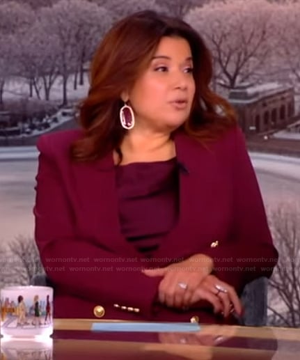Ana's burgundy double breasted blazer on The View