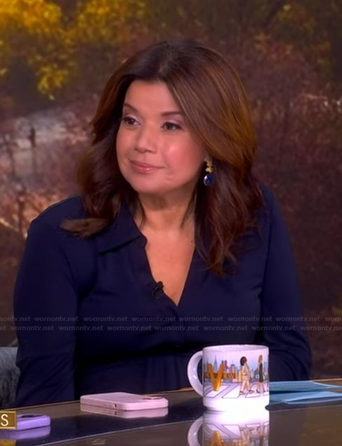 Ana's navy drape dress on The View