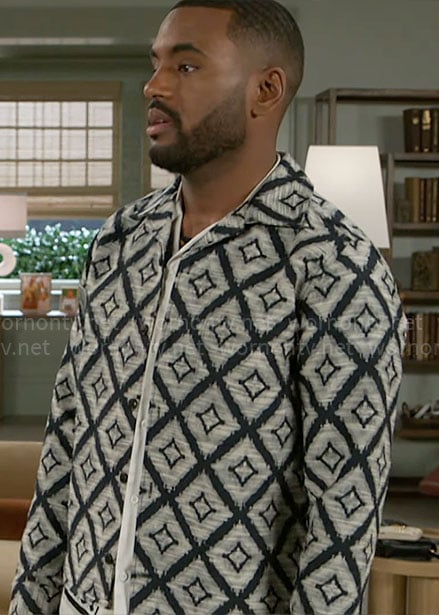Andre’s printed jacket on Beyond the Gates
