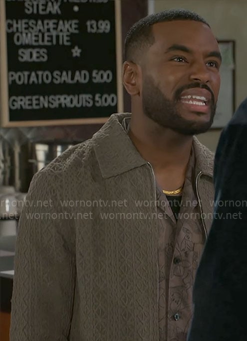 Andre's textured jacket on Beyond the Gates