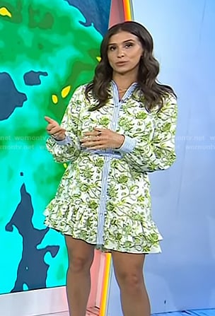 Angie Lassman's green floral print mini shirtdress on Today