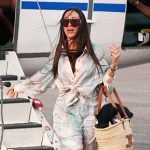 Angie’s print shirt and wide leg pants on The Real Housewives of Salt Lake City