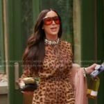 Angie’s embellished leopard blouse and skirt on The Real Housewives of Salt Lake City