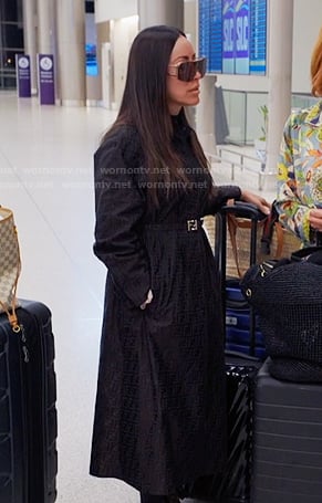 Angie's black belted coat on The Real Housewives of Salt Lake City