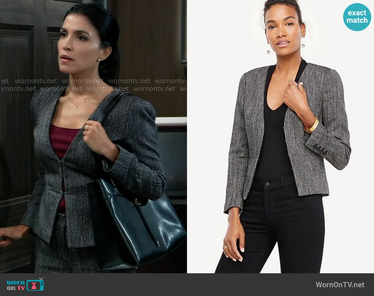 Ann Taylor Peplum Jacket worn by Justine Turner (Nazneen Contractor) on General Hospital