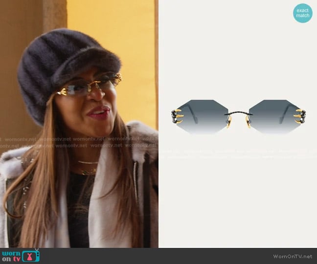Anna-Karin Karlsson The Claw Nest Rimless Titanium Oval Sunglasses worn by Mary Cosby on The Real Housewives of Salt Lake City