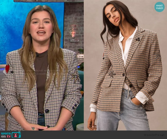 Anthropologie Appliqué Blazer worn by Kelly Clarkson on The Kelly Clarkson Show