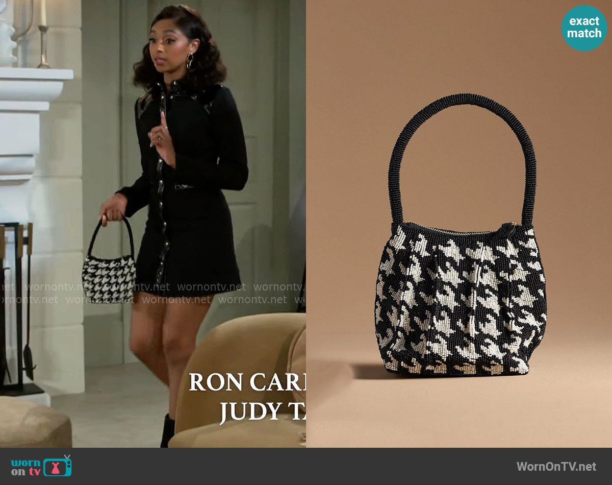 Anthropologie Houndstooth Beaded Mini Bag worn by Kat Richardson (Colby Muhammad) on Beyond the Gates