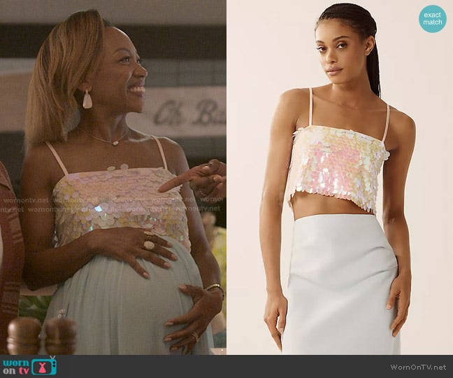 Anthropologie Paillette Crop Tank worn by Autumn Owens (Tiffany Yvonne Cox) on Reasonable Doubt