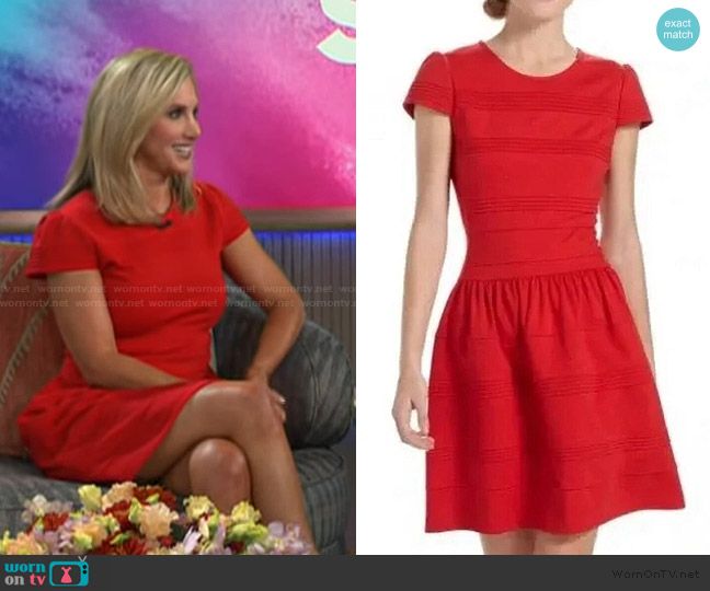 Anthropologie Red Pintuck Dress worn by Emily on The Kelly Clarkson Show
