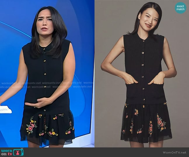 Anthropologie Sleeveless Cardigan Sweater Dress worn by Emilie Ikeda on Today