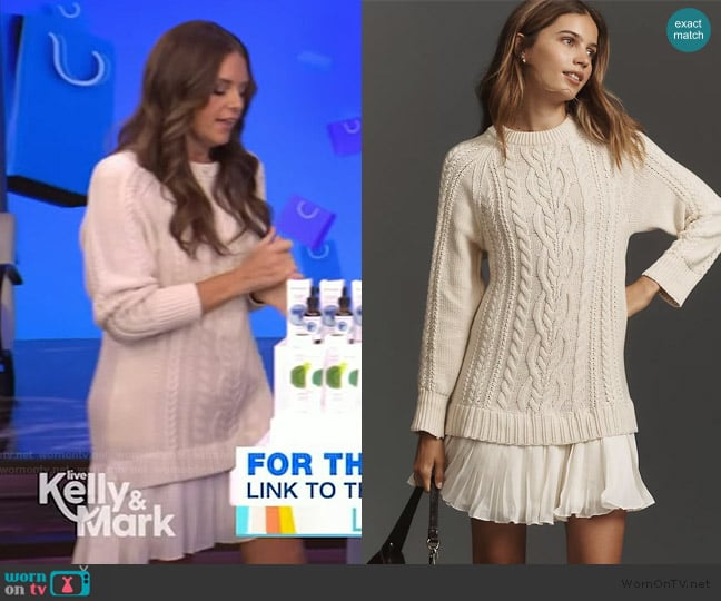 Anthropologie The Delphine Sweater Twofer Mini Dress worn by Monica Mangin on Live with Kelly and Mark