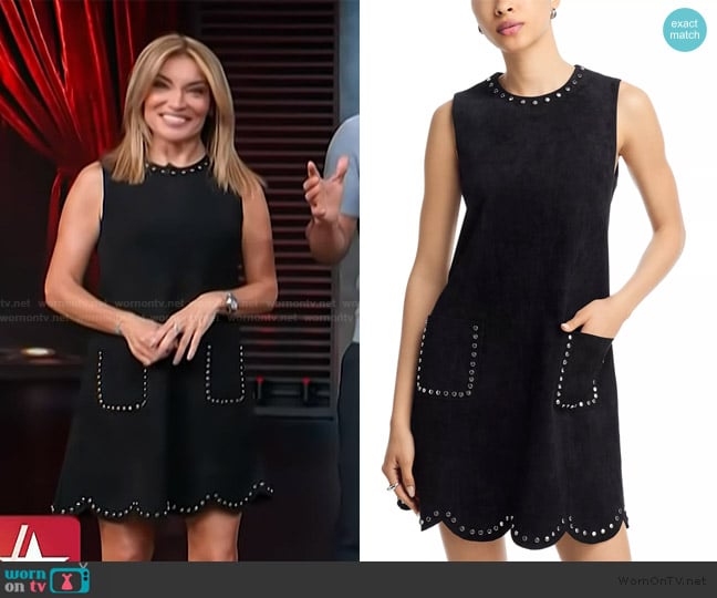 Aqua Faux Suede Scalloped Shift Dress worn by Kit Hoover on Access Hollywood