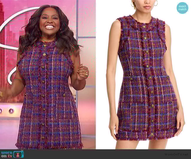 Aqua Sleeveless Tweed Mini Dress