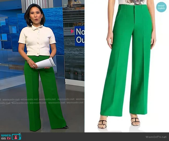 Aqua Wide Leg Pants in Green worn by Vicky Nguyen on NBC News Daily