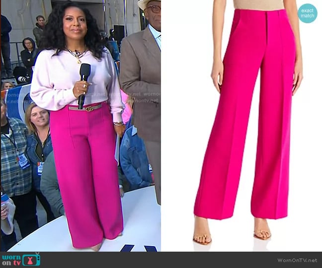 Aqua Wide Leg Pants in Hot Pink worn by Sheinelle Jones on Today